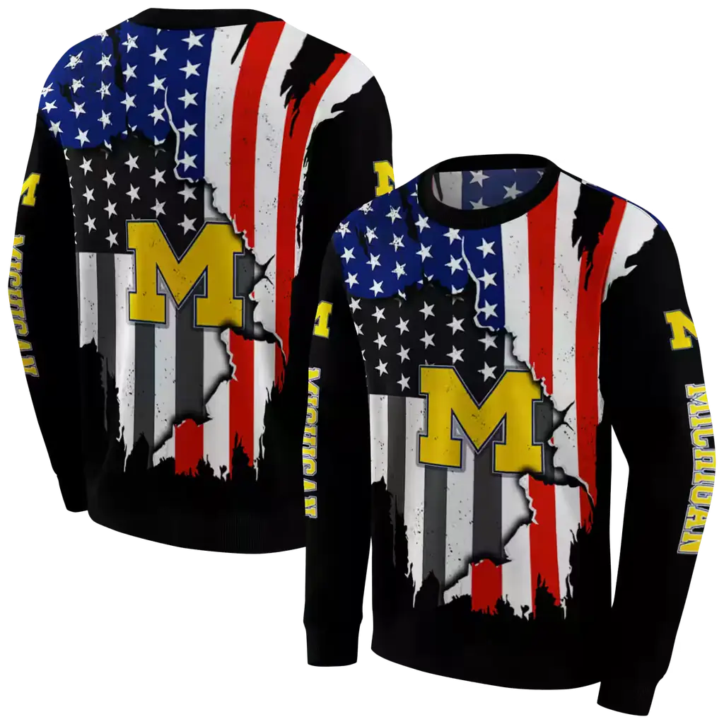 michigan wolverines american pride black hoodie premium grade michigan wolverines american pride black hoodie premium grade