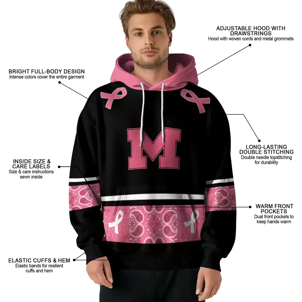 michigan wolverines awareness ribbon black pink hoodie latest model michigan wolverines awareness ribbon black pink hoodie latest model