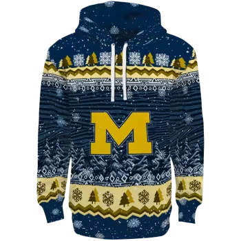 michigan wolverines christmas trees blue hoodie best selling