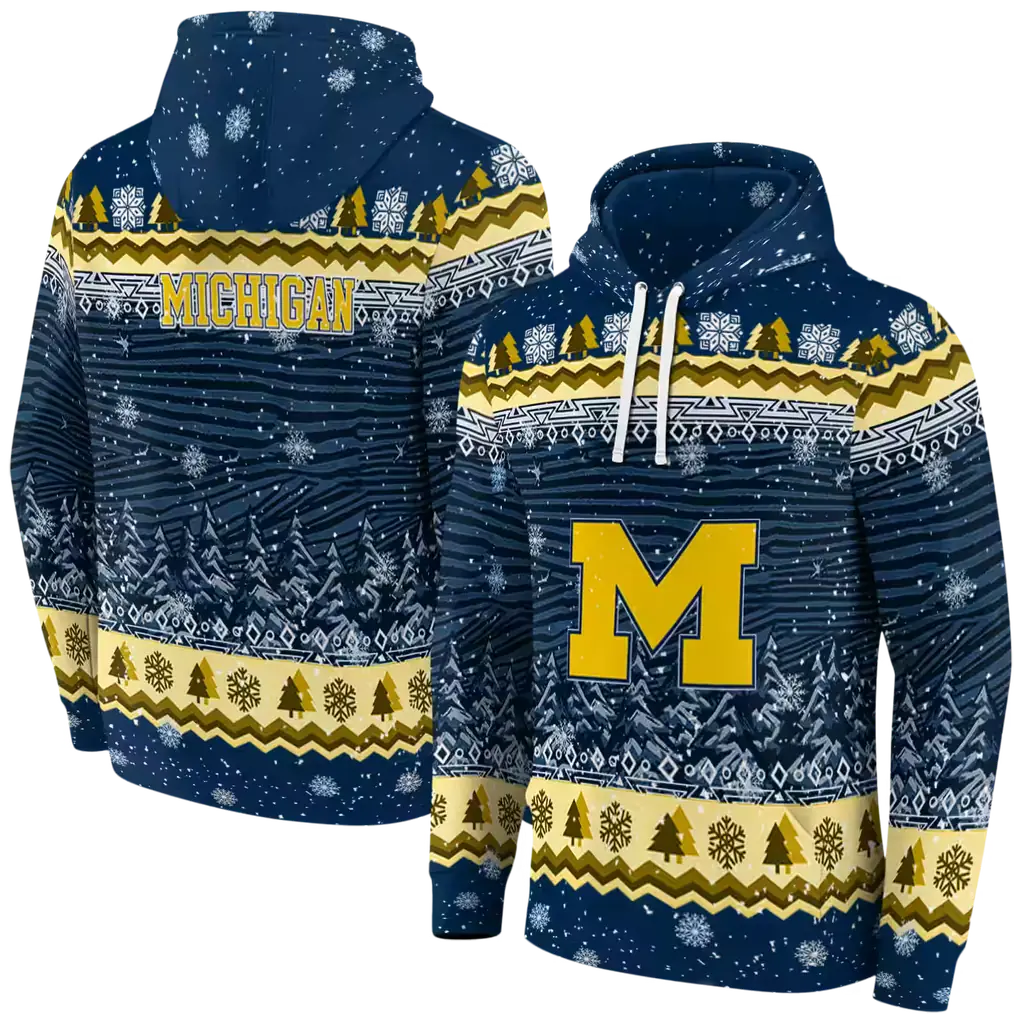michigan wolverines christmas trees blue hoodie fashion forward michigan wolverines christmas trees blue hoodie fashion forward