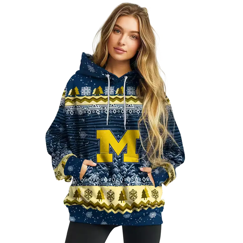 michigan wolverines christmas trees blue hoodie high quality michigan wolverines christmas trees blue hoodie high quality