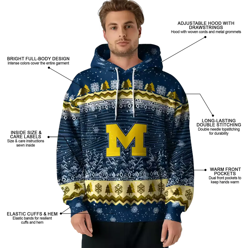 michigan wolverines christmas trees blue hoodie latest model michigan wolverines christmas trees blue hoodie latest model