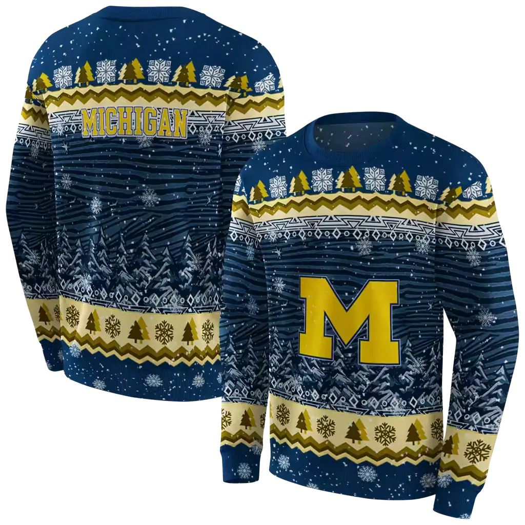 michigan wolverines christmas trees blue hoodie premium grade michigan wolverines christmas trees blue hoodie premium grade