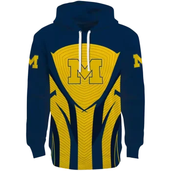 michigan wolverines concentric lines blue black hoodie best selling
