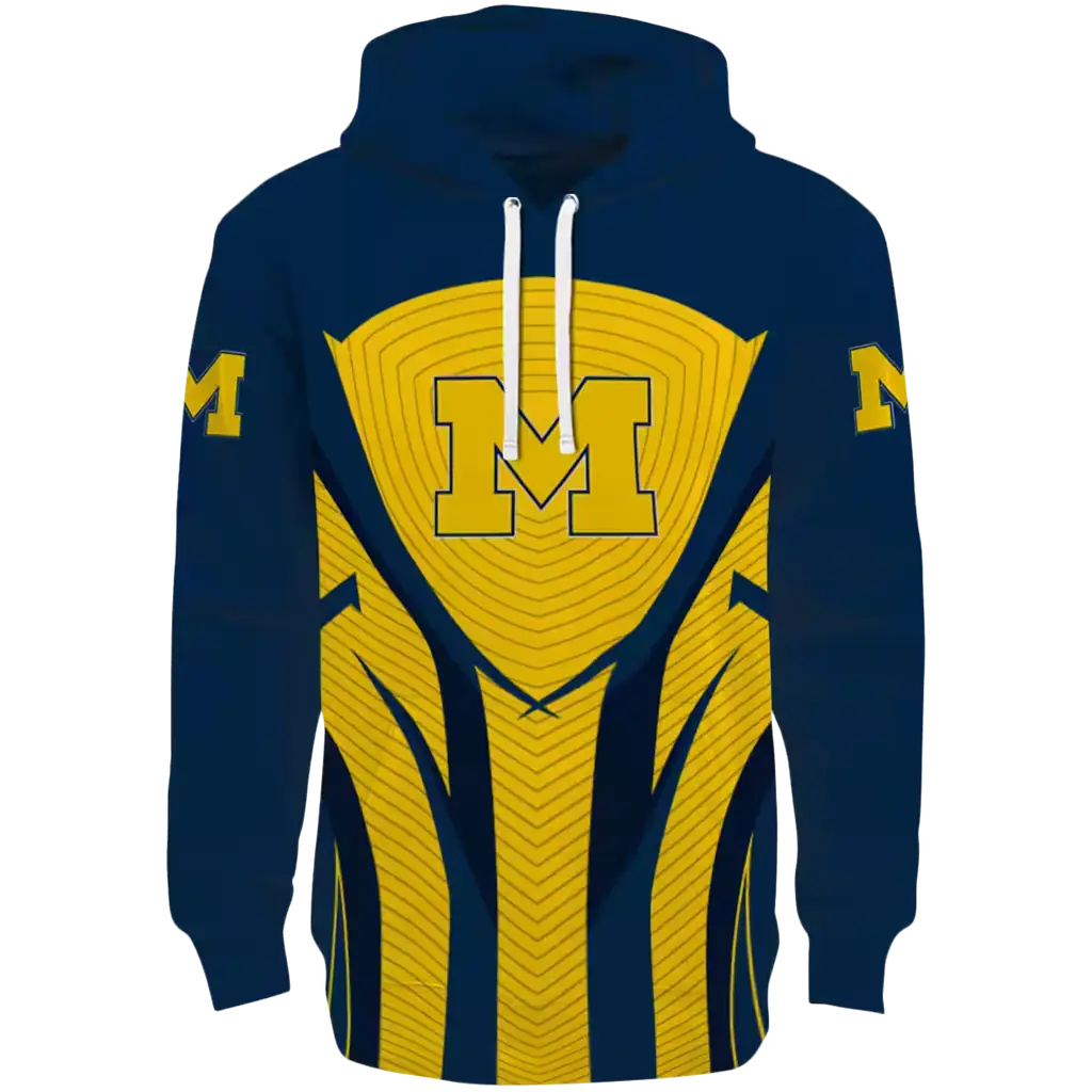 michigan wolverines concentric lines blue black hoodie best selling michigan wolverines concentric lines blue black hoodie best selling