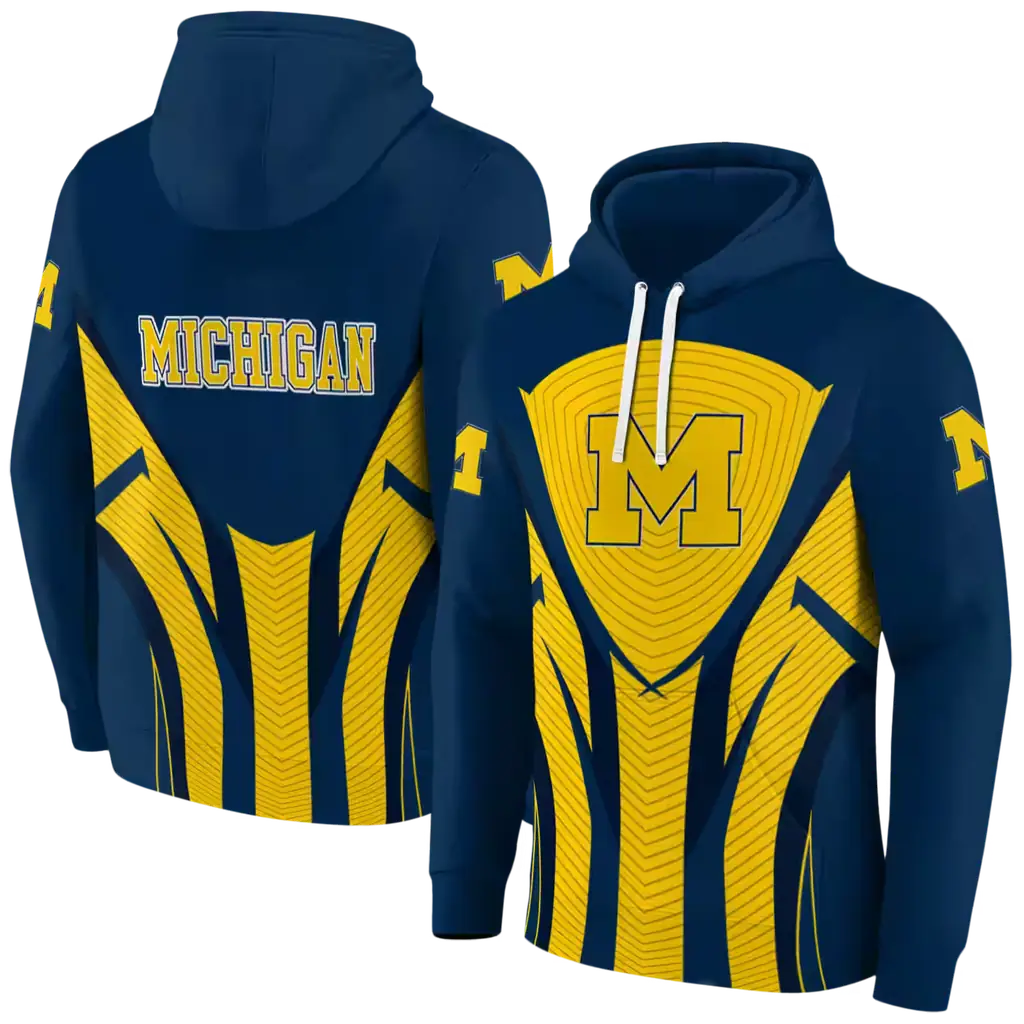 michigan wolverines concentric lines blue black hoodie fashion forward michigan wolverines concentric lines blue black hoodie fashion forward
