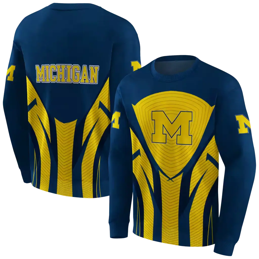 michigan wolverines concentric lines blue black hoodie premium grade michigan wolverines concentric lines blue black hoodie premium grade