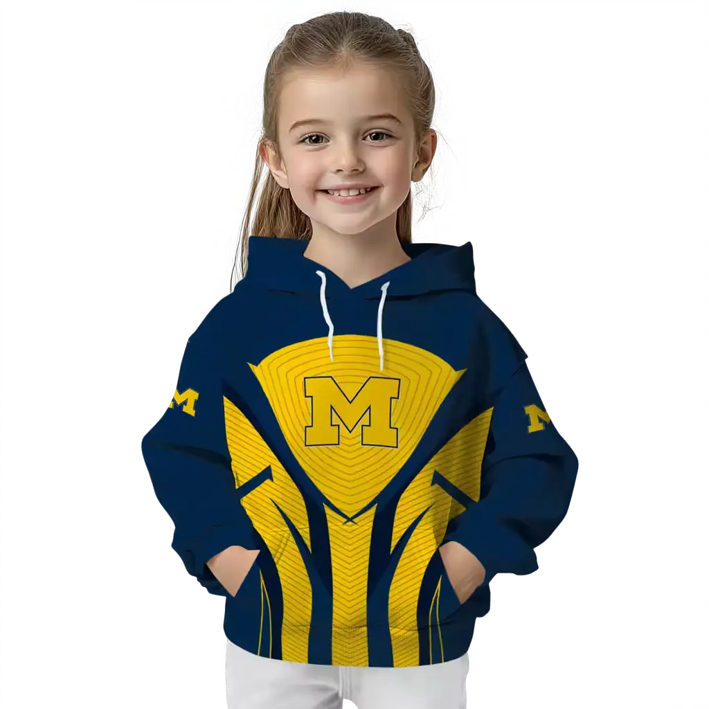 michigan wolverines concentric lines blue black hoodie top rated michigan wolverines concentric lines blue black hoodie top rated