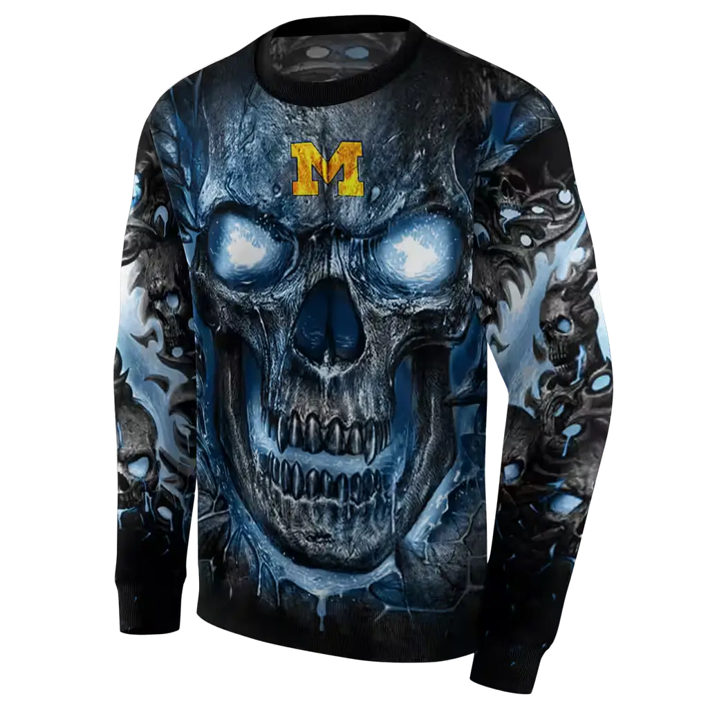 michigan wolverines demonic skull blue black hoodie new arrival michigan wolverines demonic skull blue black hoodie new arrival