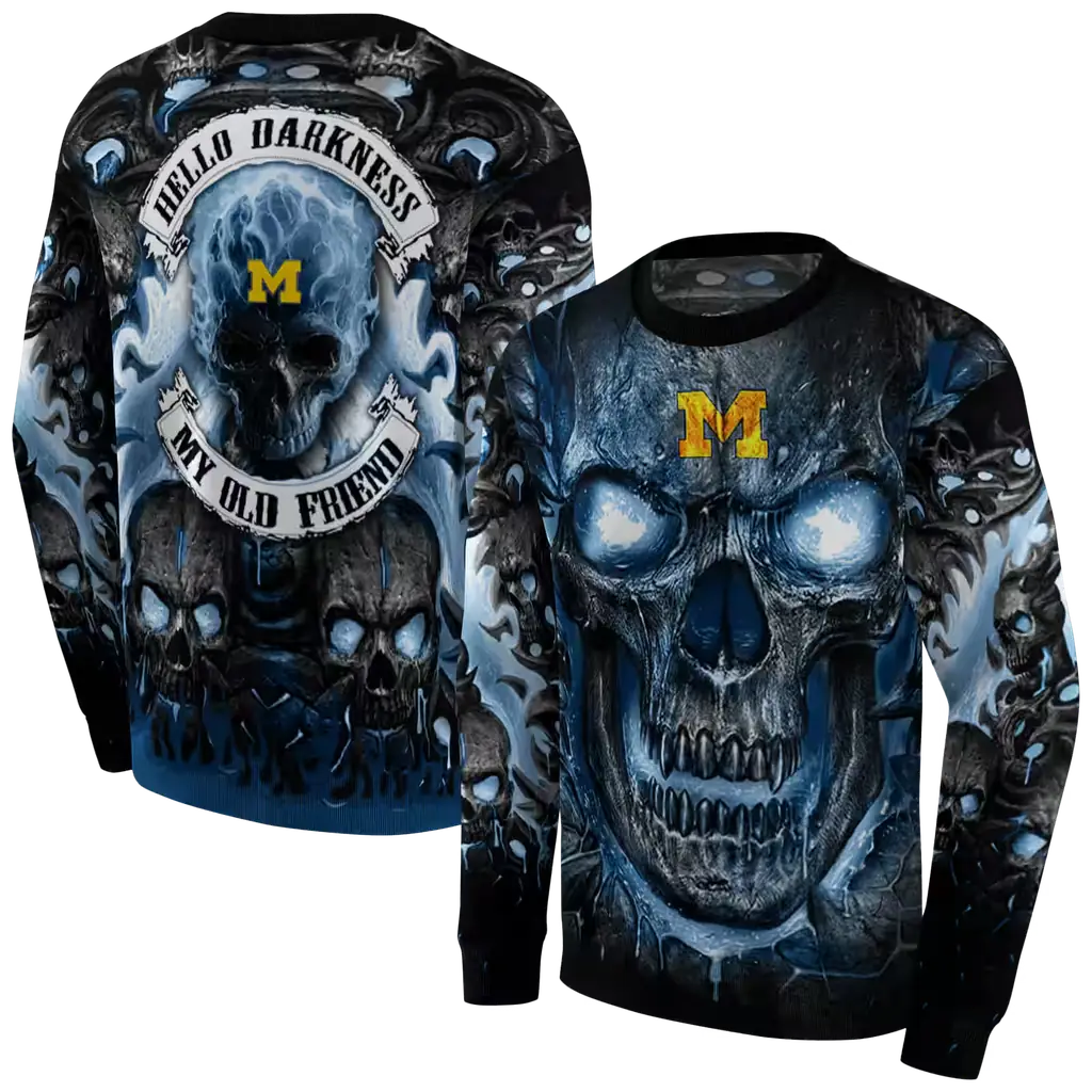 michigan wolverines demonic skull blue black hoodie premium grade michigan wolverines demonic skull blue black hoodie premium grade