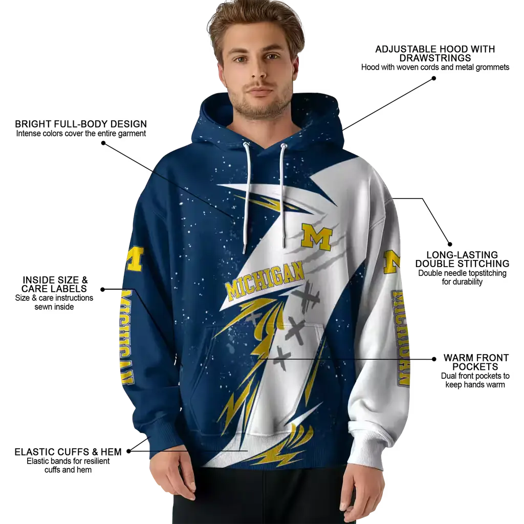 michigan wolverines dynamic slash blue white hoodie latest model michigan wolverines dynamic slash blue white hoodie latest model