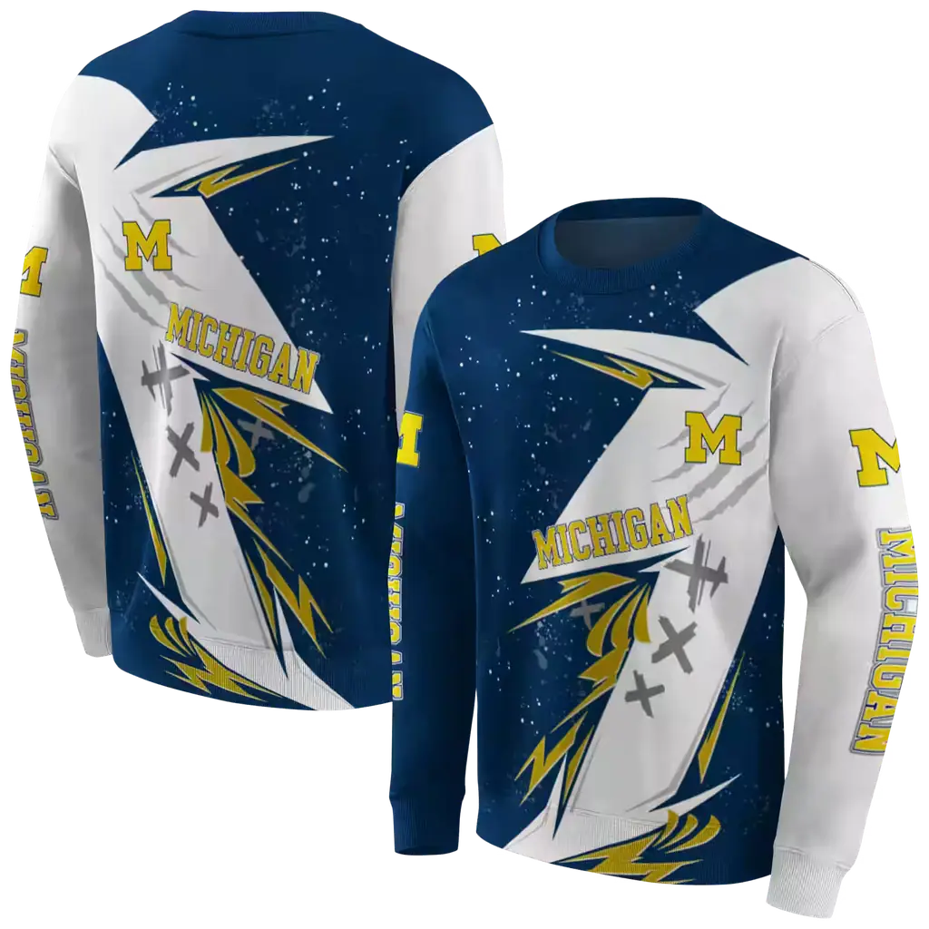 michigan wolverines dynamic slash blue white hoodie premium grade michigan wolverines dynamic slash blue white hoodie premium grade