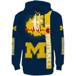 michigan wolverines football heartbeat blue hoodie best selling