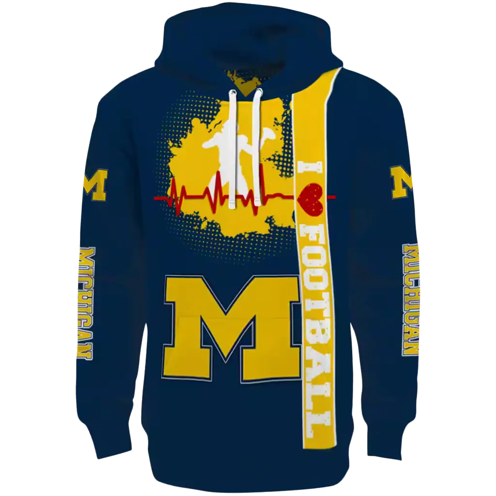 michigan wolverines football heartbeat blue hoodie best selling michigan wolverines football heartbeat blue hoodie best selling