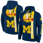 michigan wolverines football heartbeat blue hoodie best selling