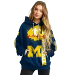 michigan wolverines football heartbeat blue hoodie best selling