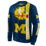 michigan wolverines football heartbeat blue hoodie best selling
