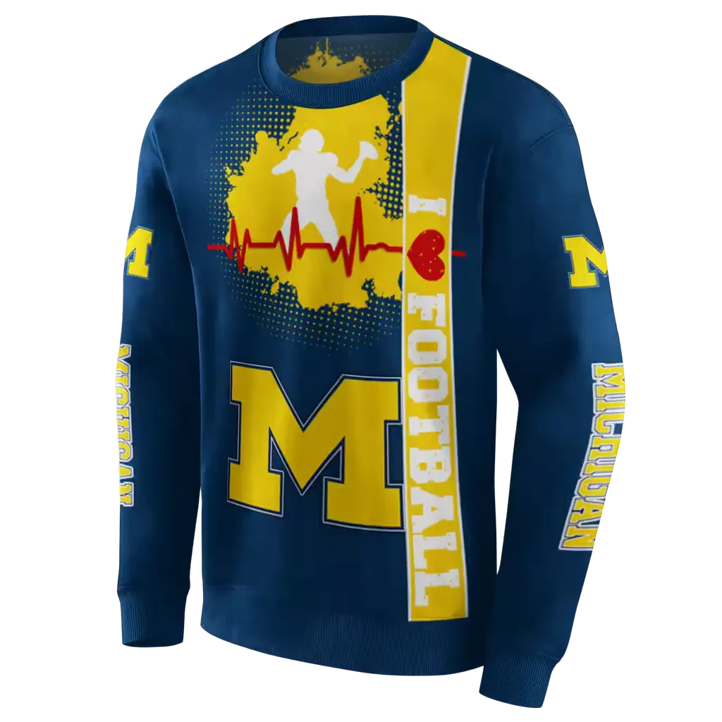 michigan wolverines football heartbeat blue hoodie new arrival michigan wolverines football heartbeat blue hoodie new arrival