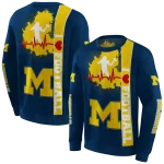 michigan wolverines football heartbeat blue hoodie best selling