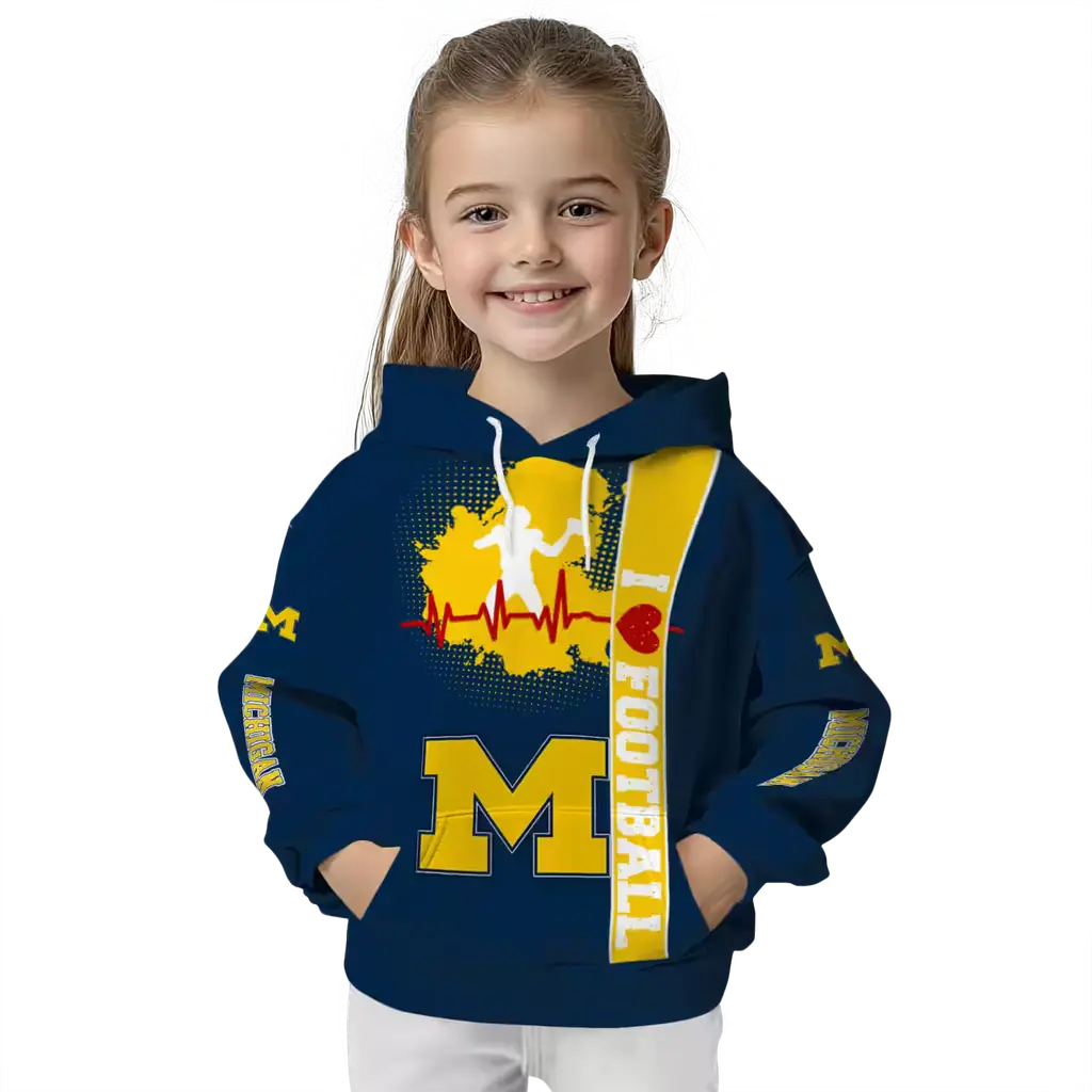 michigan wolverines football heartbeat blue hoodie top rated michigan wolverines football heartbeat blue hoodie top rated