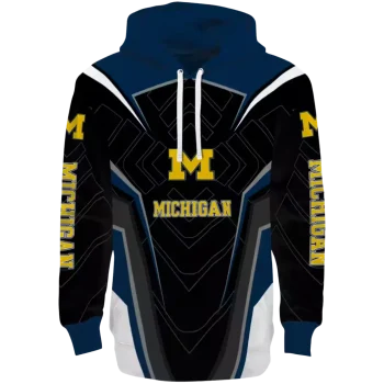 michigan wolverines futuristic pattern blue black hoodie best selling