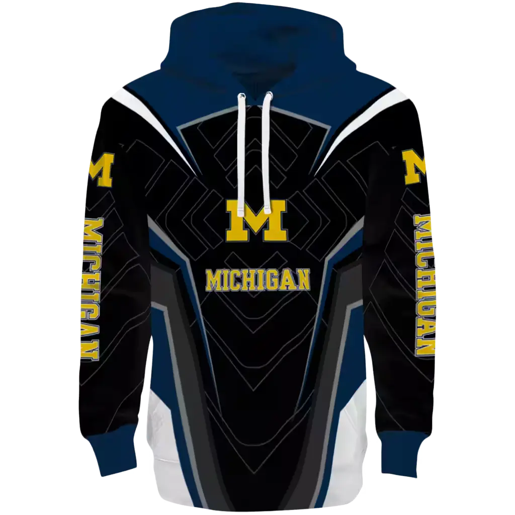 michigan wolverines futuristic pattern blue black hoodie best selling michigan wolverines futuristic pattern blue black hoodie best selling