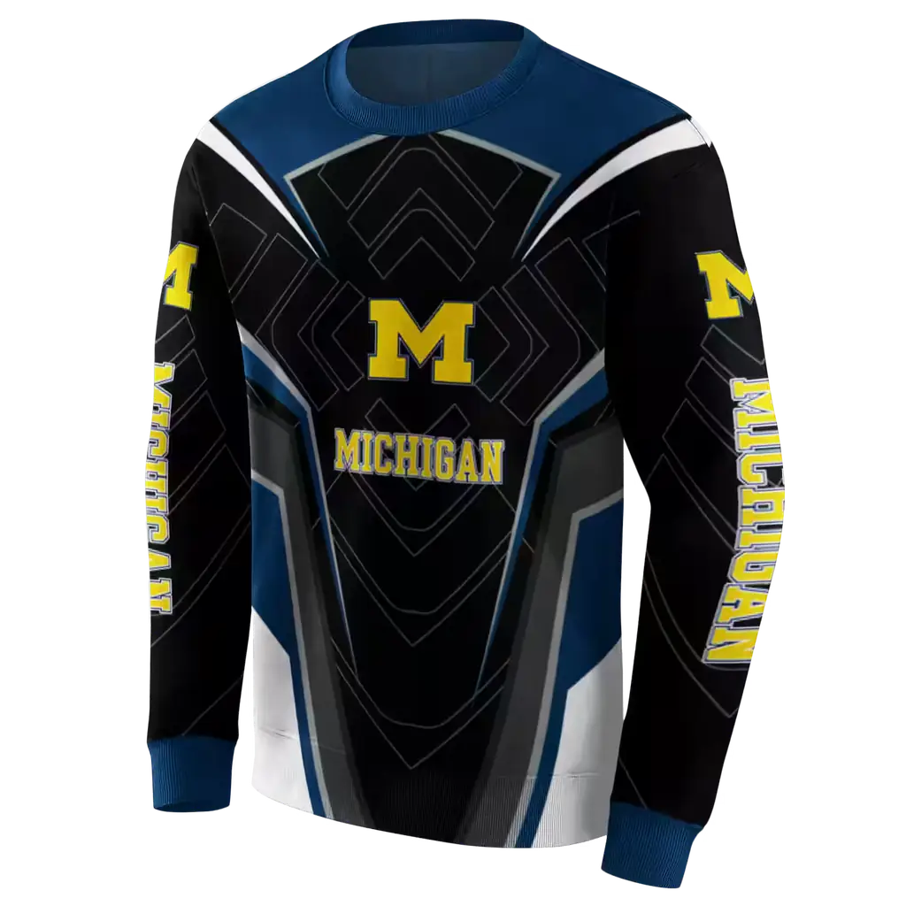 michigan wolverines futuristic pattern blue black hoodie new arrival michigan wolverines futuristic pattern blue black hoodie new arrival