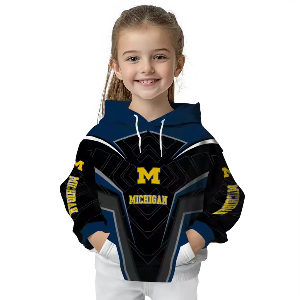 michigan wolverines futuristic pattern blue black hoodie top rated michigan wolverines futuristic pattern blue black hoodie top rated