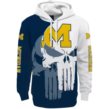 michigan wolverines graphic punisher blue white hoodie best selling