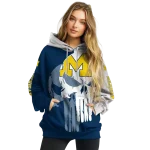 michigan wolverines graphic punisher blue white hoodie best selling
