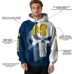 michigan wolverines graphic punisher blue white hoodie best selling