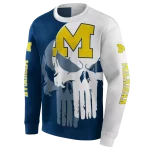 michigan wolverines graphic punisher blue white hoodie best selling