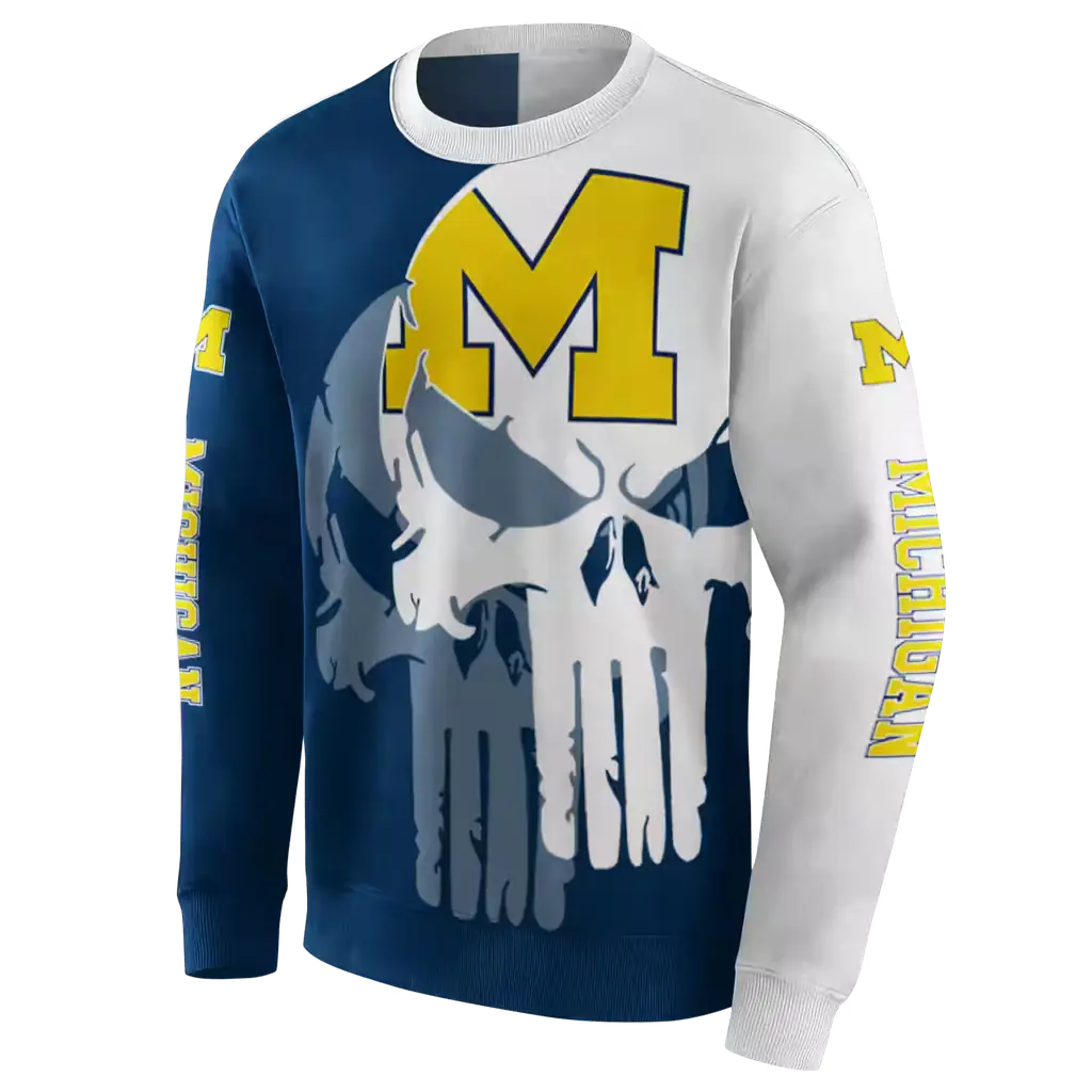 michigan wolverines graphic punisher blue white hoodie new arrival michigan wolverines graphic punisher blue white hoodie new arrival