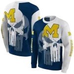 michigan wolverines graphic punisher blue white hoodie best selling