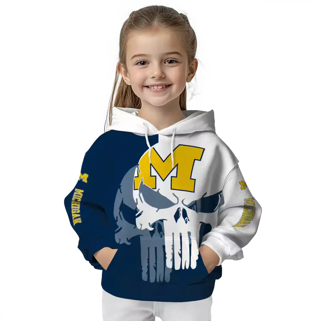 michigan wolverines graphic punisher blue white hoodie top rated michigan wolverines graphic punisher blue white hoodie top rated