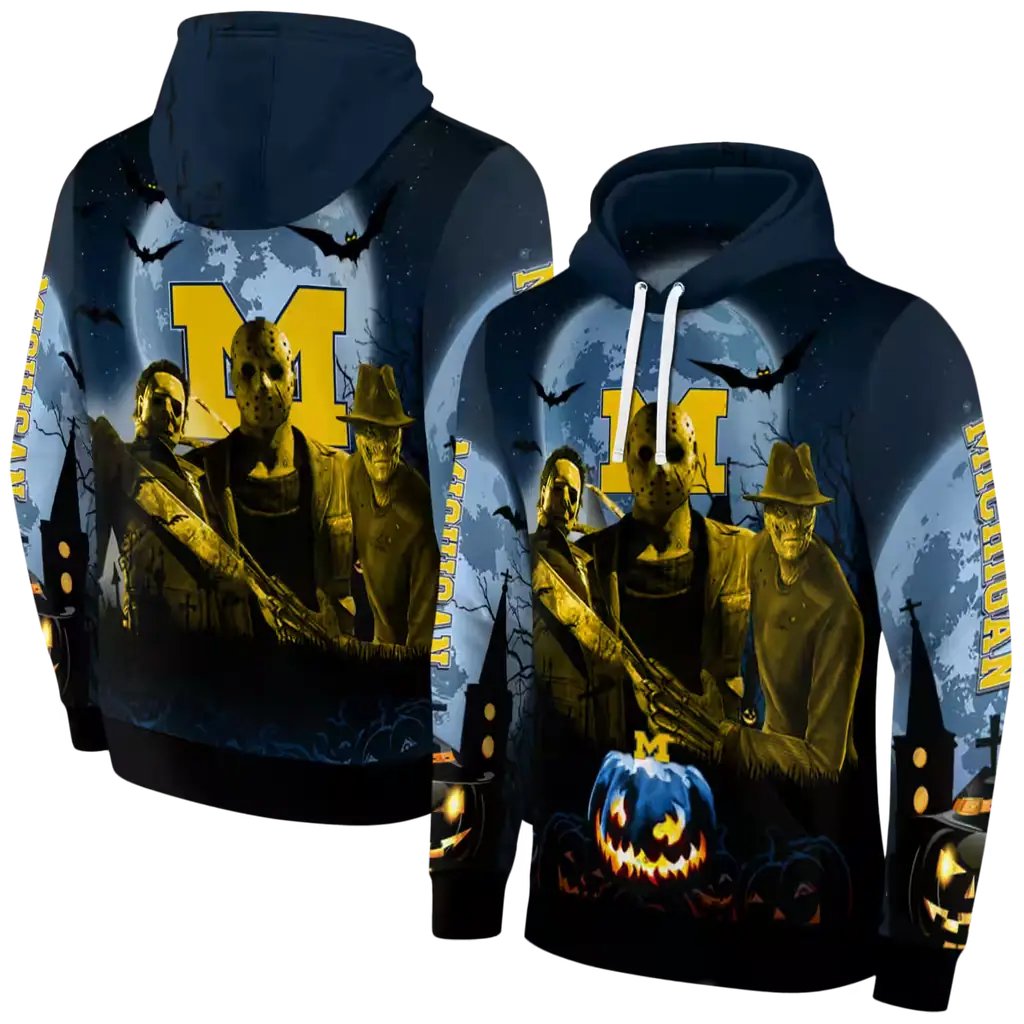 michigan wolverines halloween vibes blue black hoodie fashion forward michigan wolverines halloween vibes blue black hoodie fashion forward