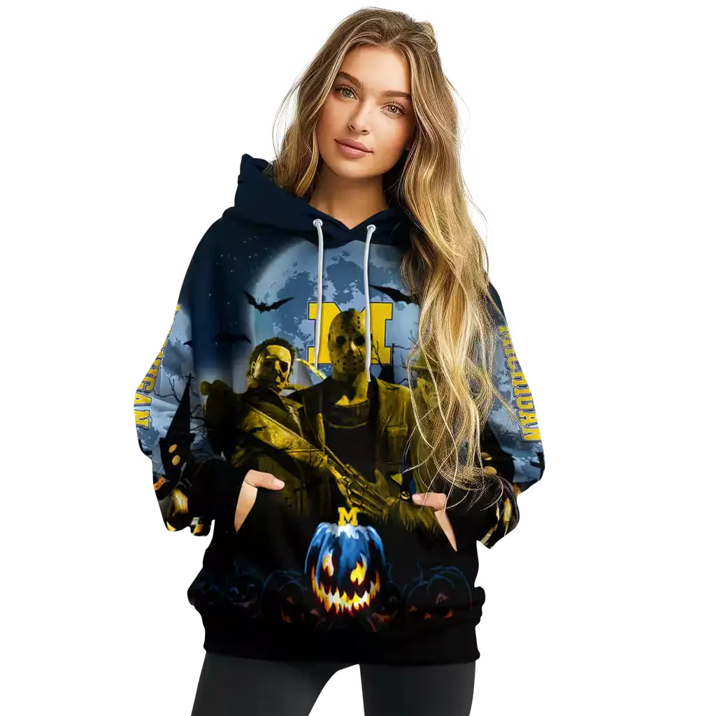 michigan wolverines halloween vibes blue black hoodie high quality michigan wolverines halloween vibes blue black hoodie high quality