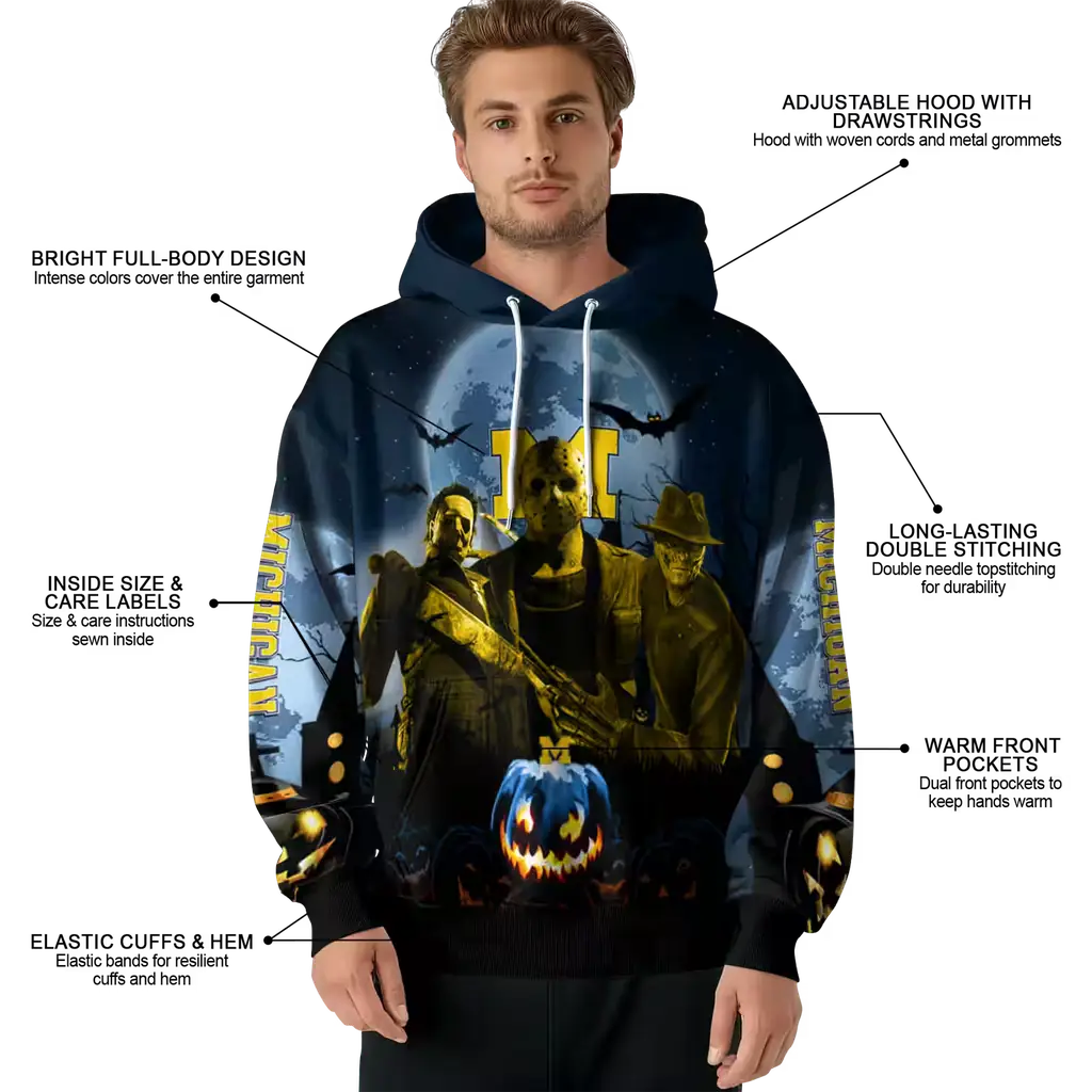 michigan wolverines halloween vibes blue black hoodie latest model michigan wolverines halloween vibes blue black hoodie latest model