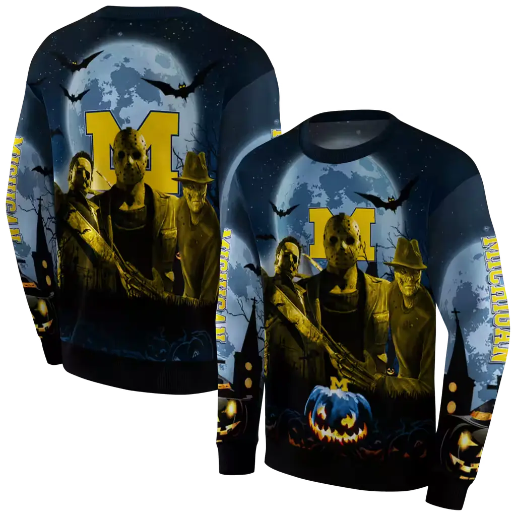 michigan wolverines halloween vibes blue black hoodie premium grade michigan wolverines halloween vibes blue black hoodie premium grade