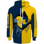 michigan wolverines heartbeat graphic blue hoodie best selling