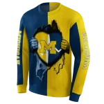 michigan wolverines heartbeat graphic blue hoodie best selling