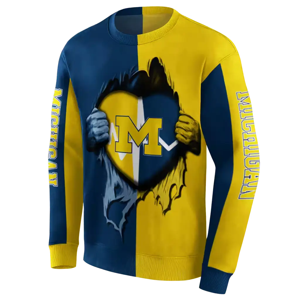 michigan wolverines heartbeat graphic blue hoodie new arrival michigan wolverines heartbeat graphic blue hoodie new arrival