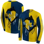 michigan wolverines heartbeat graphic blue hoodie best selling