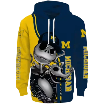 michigan wolverines jack skellington blue hoodie best selling