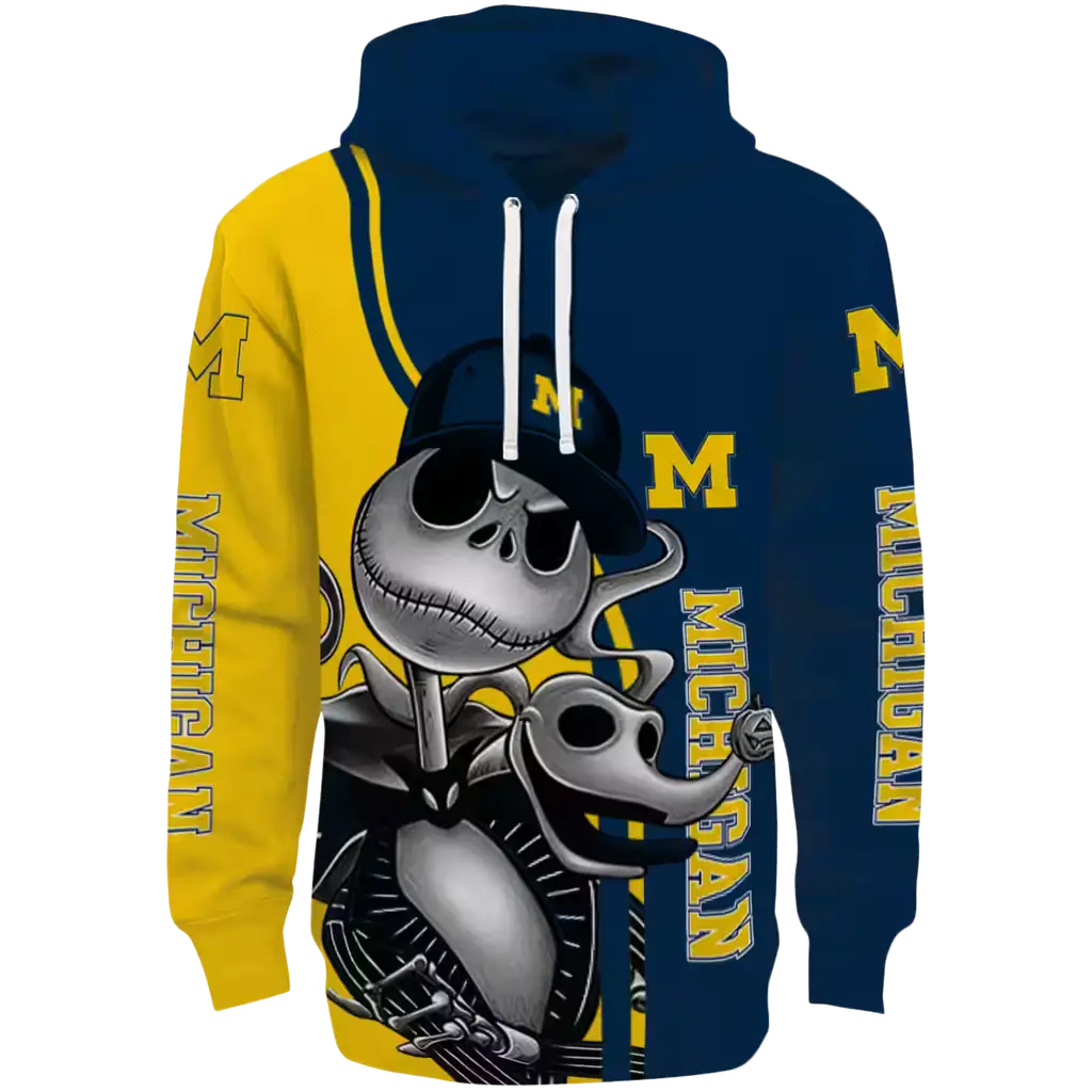michigan wolverines jack skellington blue hoodie best selling michigan wolverines jack skellington blue hoodie best selling