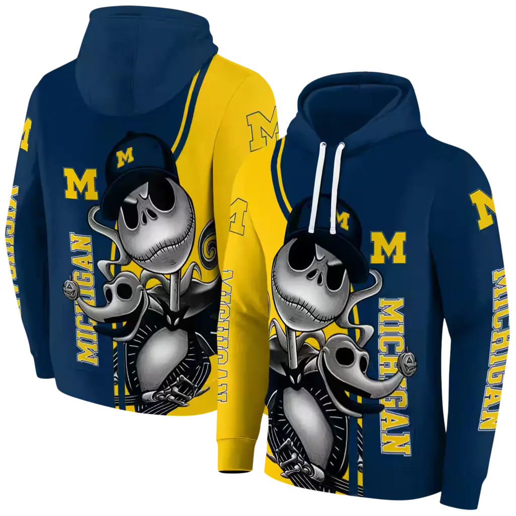 michigan wolverines jack skellington blue hoodie fashion forward michigan wolverines jack skellington blue hoodie fashion forward
