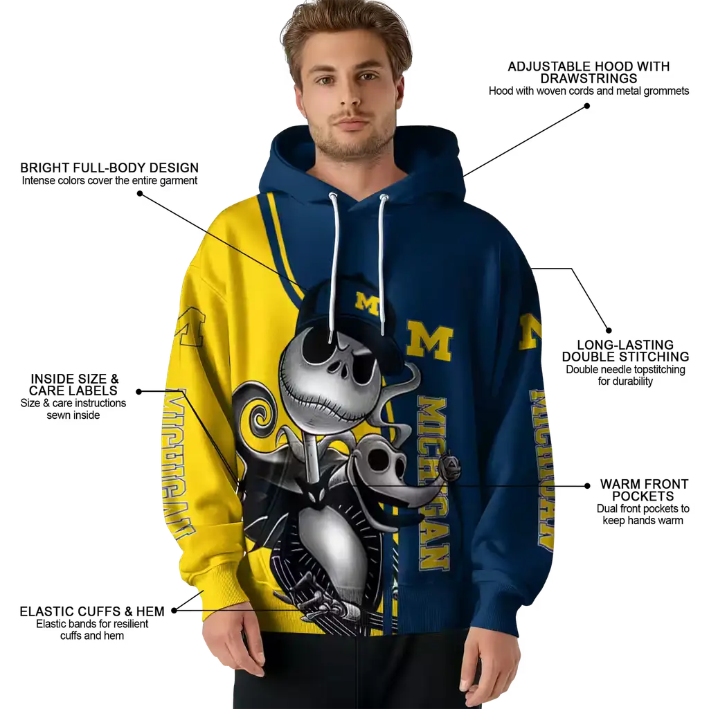 michigan wolverines jack skellington blue hoodie latest model michigan wolverines jack skellington blue hoodie latest model