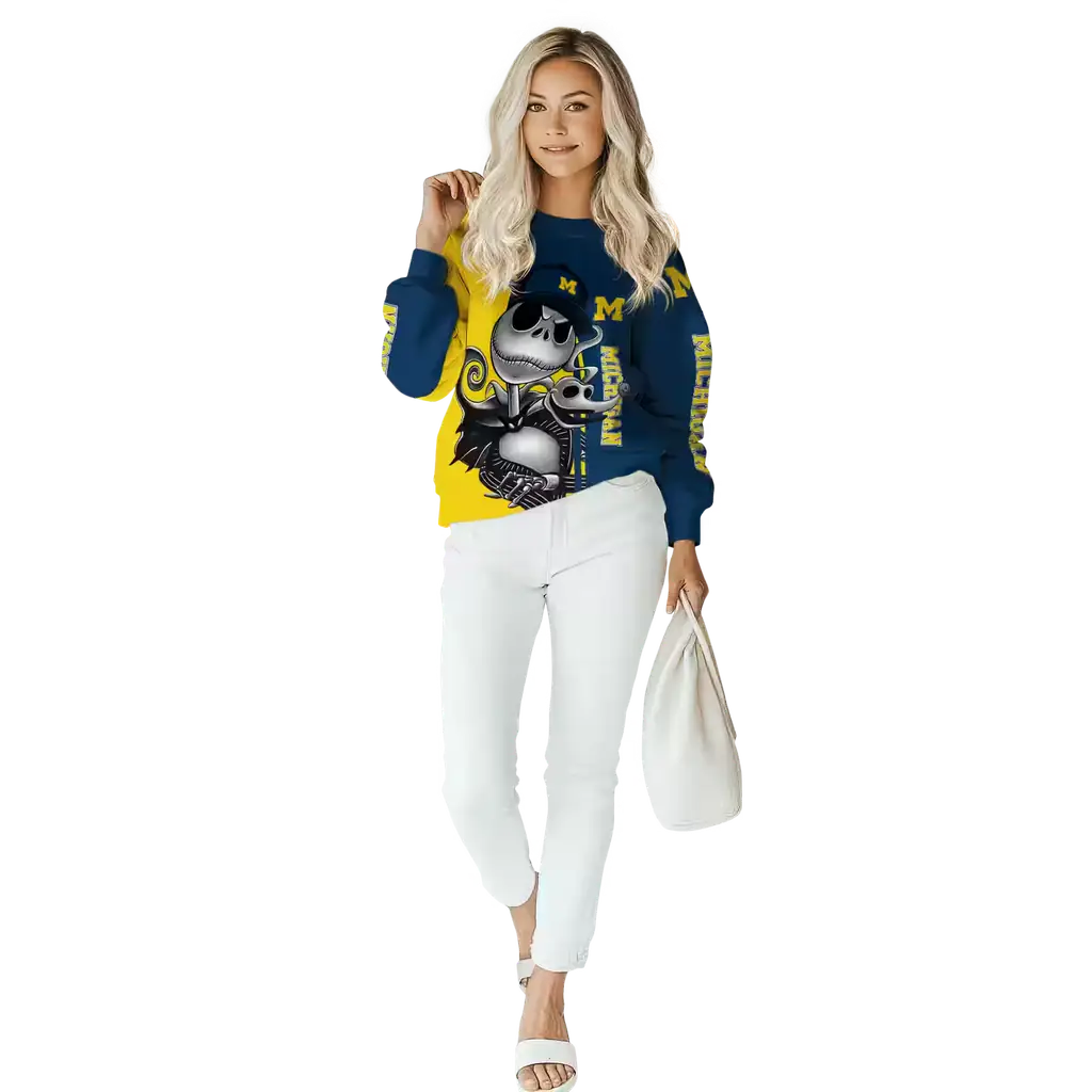 michigan wolverines jack skellington blue hoodie trendy michigan wolverines jack skellington blue hoodie trendy