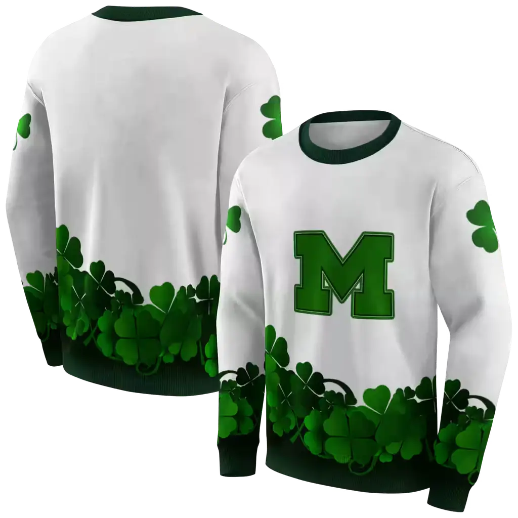 michigan wolverines lucky motif white green hoodie premium grade michigan wolverines lucky motif white green hoodie premium grade