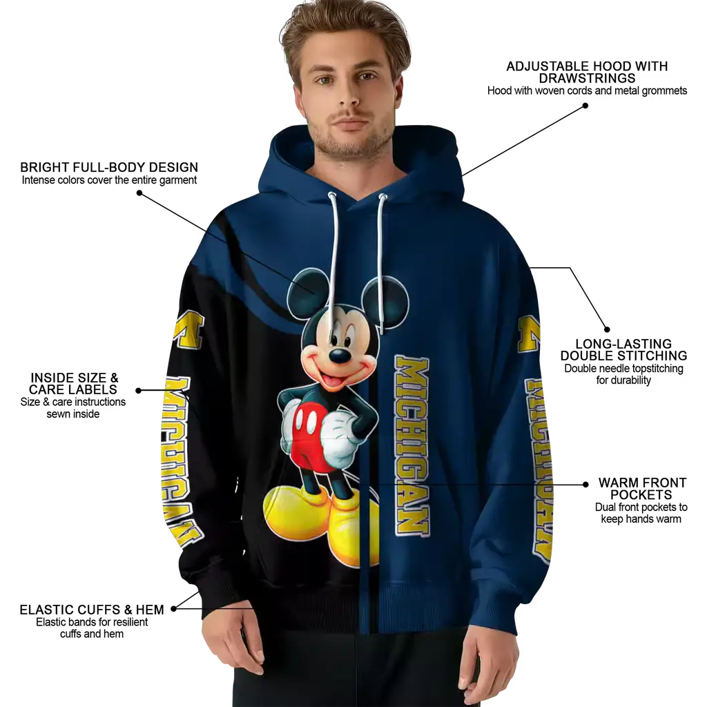 michigan wolverines mickey mouse blue black hoodie latest model michigan wolverines mickey mouse blue black hoodie latest model